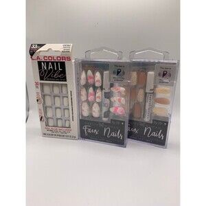 Lot of 2 Pretty woman faux Nails (24 each pack) & 1 L.A. Colors nail vibe (30ct)